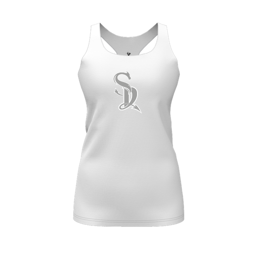 [FT0TRBWH-FYS-LOGO1] Decker Racerback Tank Top (Female Youth S, White, Logo 1)