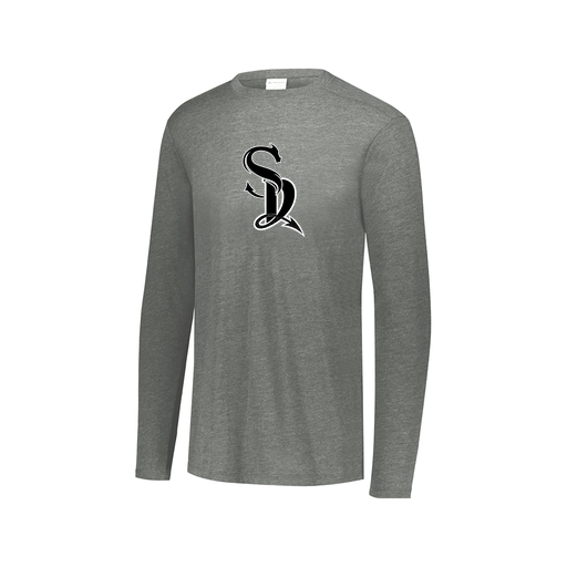 [FTLCUBGY-AXS-LOGO2] Decker Men's Tri-Blend T-Shirt - Long Sleeve (Adult XS, Gray, Logo 2)